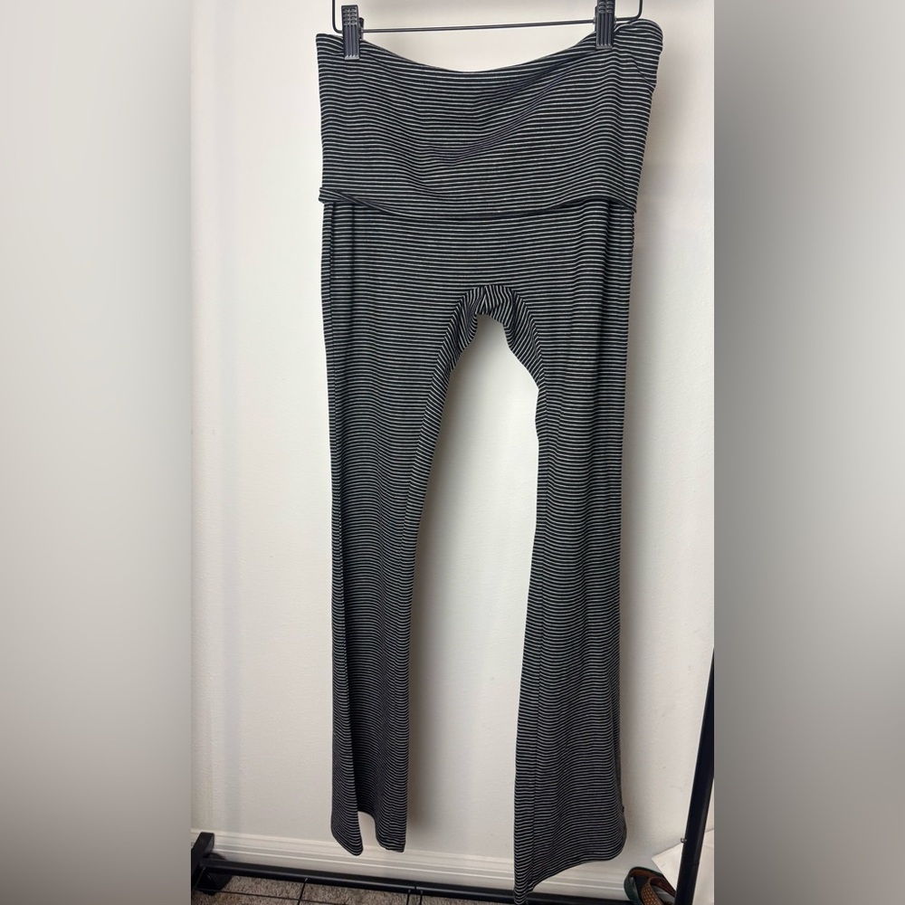 Striped Black and White Women's Fold Over Pants